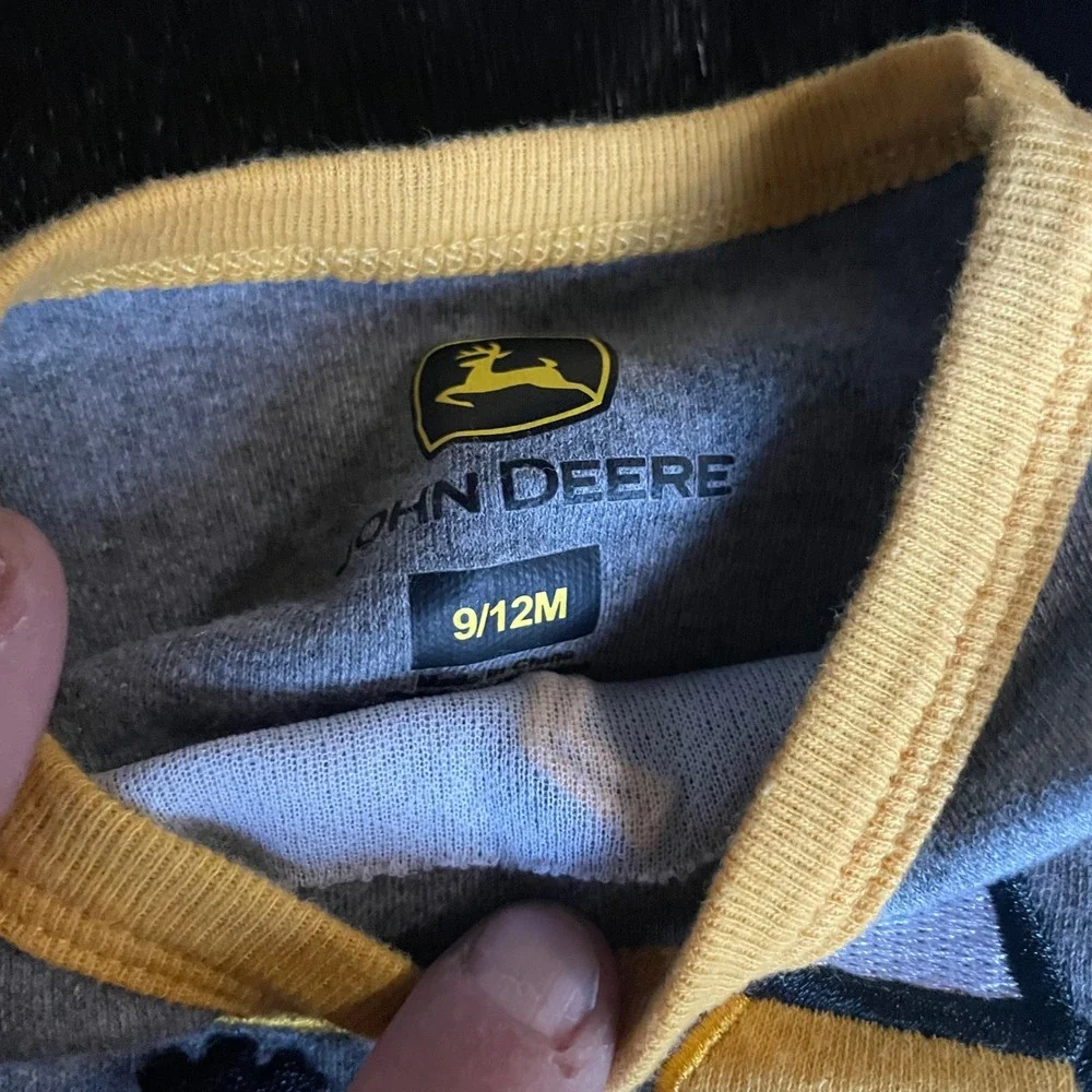 John Deere Baby Bodysuit‎ Gray Yellow Dump Truck Little But Loud 9/12 Months